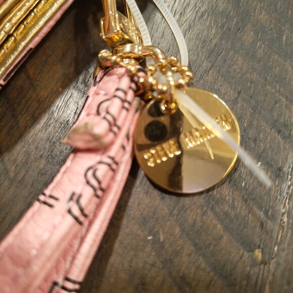 Women's Steve Madden Pink and Gold Clutch Wallet with Zipper and Wrist Strap - Picture 2 of 5